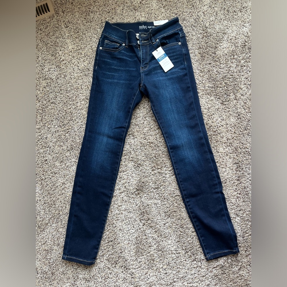 Soho stretch dark wash jeans high waist